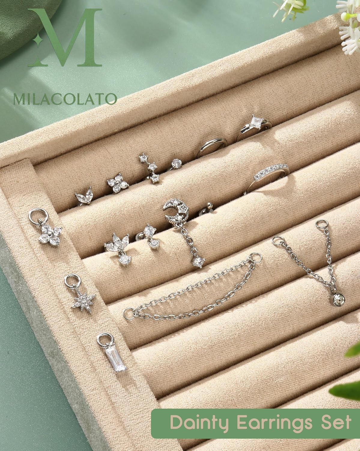 Thumbnail 6 de MILACOLATO Helix-Piercing Set aus 316L Chirurgenstahl (16 Teile) – Flatback, Tragus, Conch & mehr
