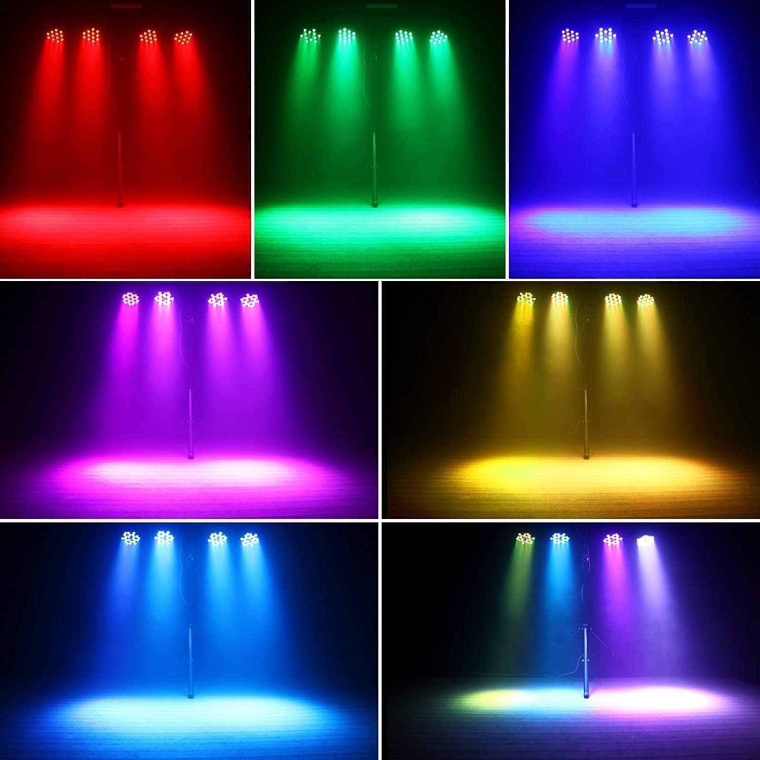 Detalle de HOLDLAMP ZQ01104 Rechargeable RGB PAR Lights, 36W, Wireless, 4-Pack