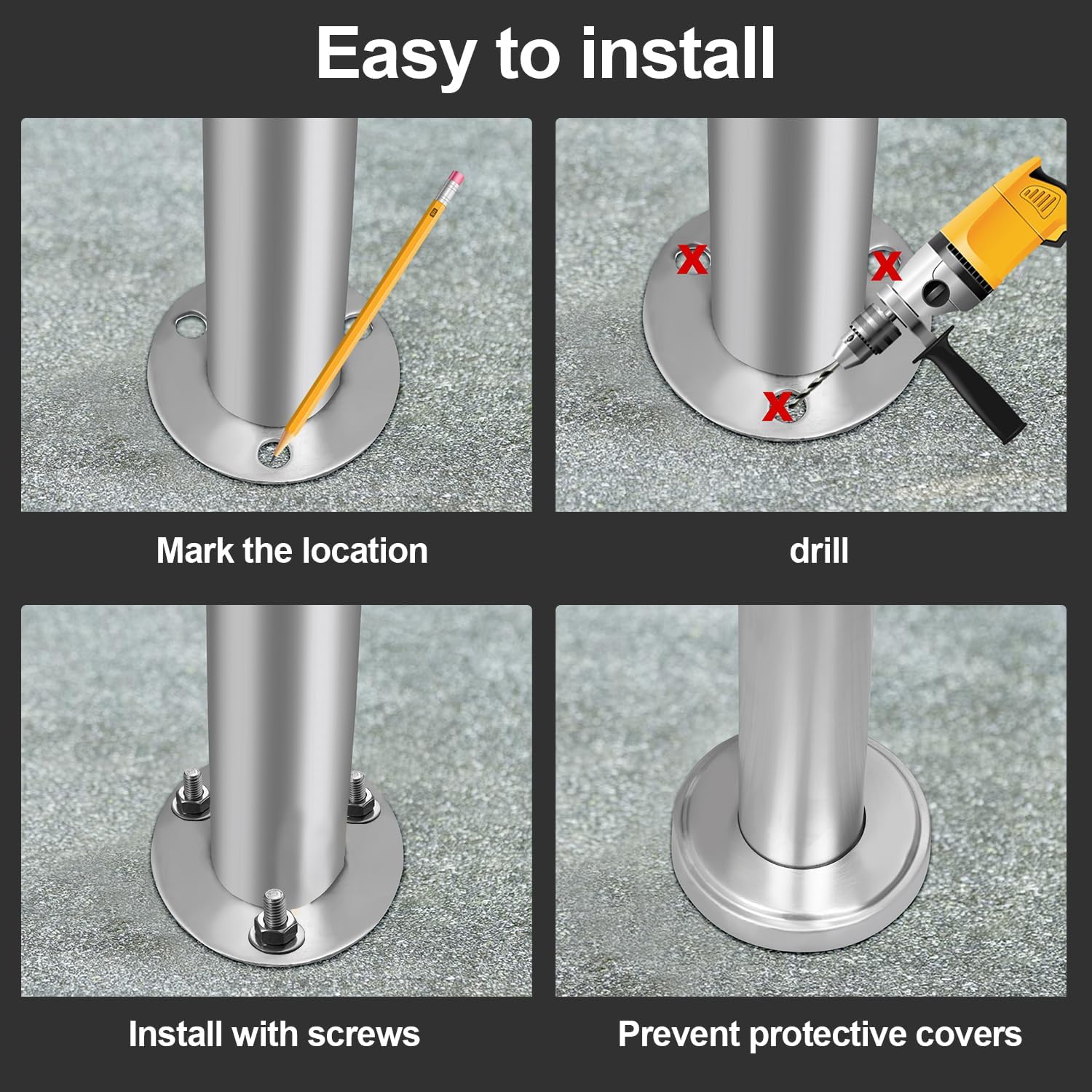 Thumbnail 3 de Sonnewelt Corrimano in acciaio INOX 120 cm – Ringhiera per scale interne ed esterne (senza barre trasversali)