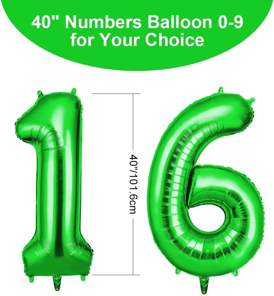Thumbnail 1 de OFFCUP Zahlen Luftballon Grün – 40 Zoll große Folienballonsatz mit 2 Nummernballons für Geburtstag & Festdekoration