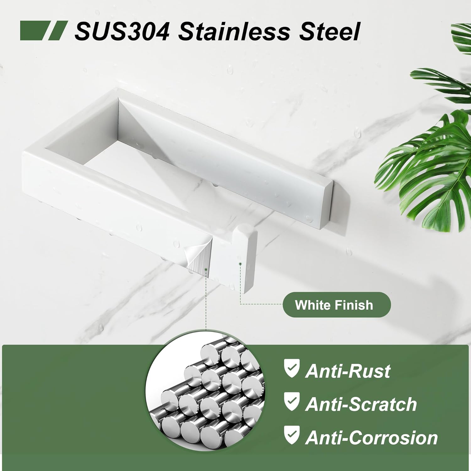 Thumbnail 1 de SAYAYO Dérouleur Porte Papier Toilette Mural en Acier Inoxydable 150 mm – Blanc (EGKN2211-W)