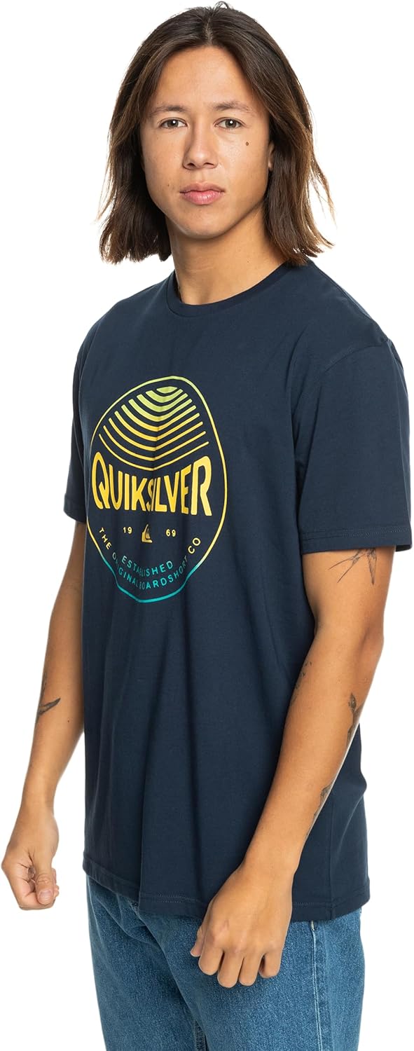 Detalle de Quiksilver Colors In Stereo Tshirt da Uomo - Navy Blazer - XS