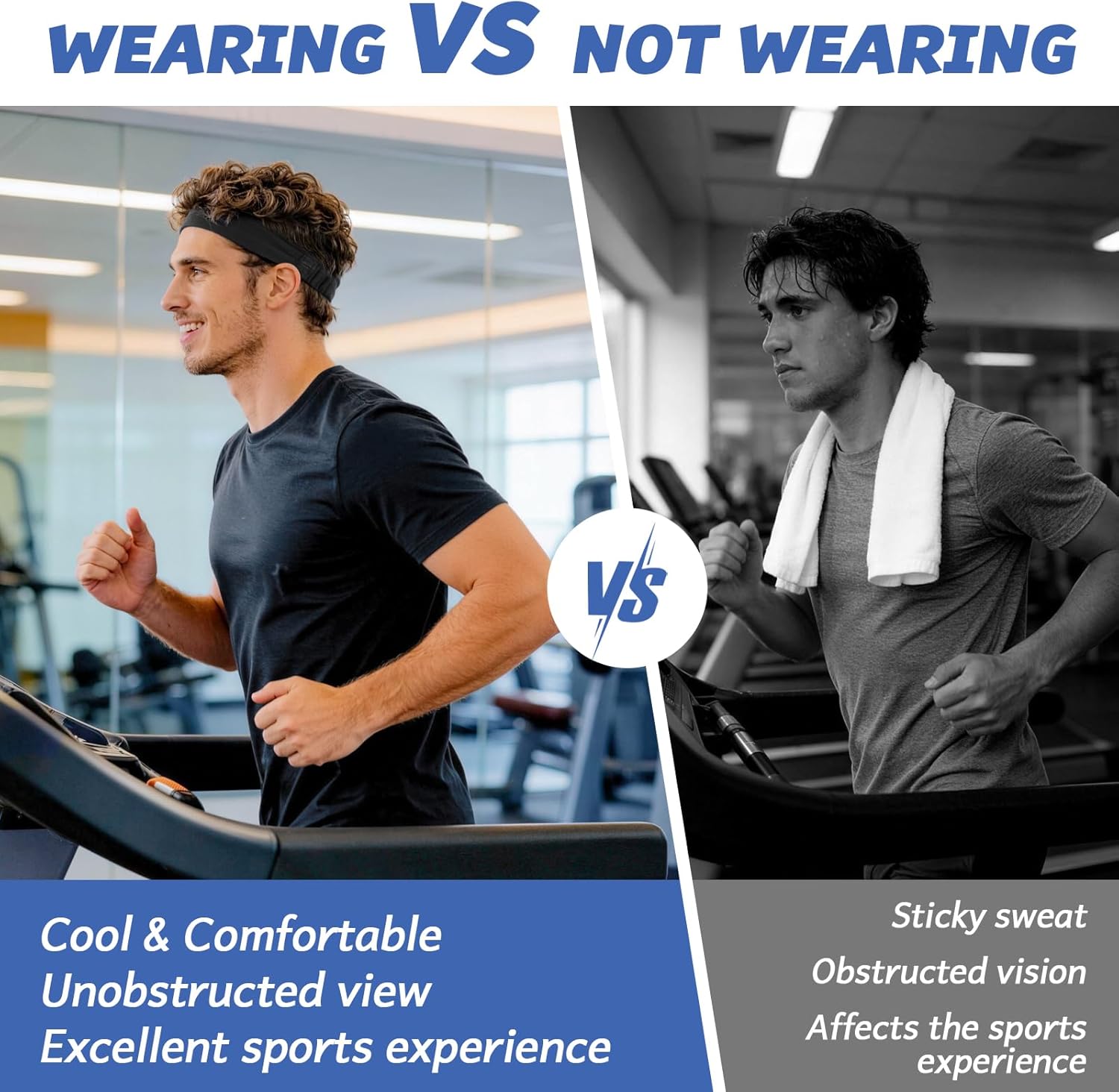 Thumbnail 3 de Awumbuk Fascia Capelli Uomo: set da 2 fascia antiscivolo, traspirante e elastica per sport e uso quotidiano