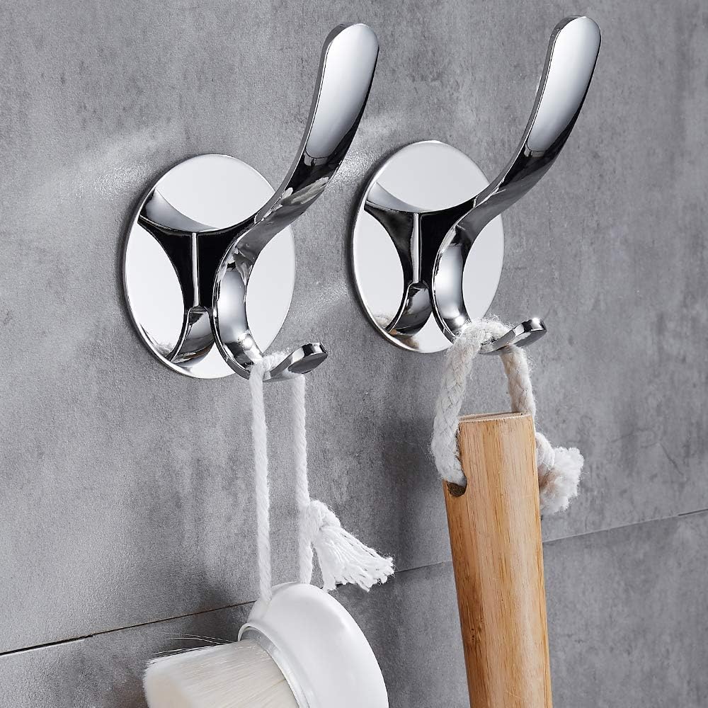 Detalle de Wopeite Towel Hooks, Heavy Duty Stick on Hooks – 2 Pack (Stainless Steel, No Drill, Silver)