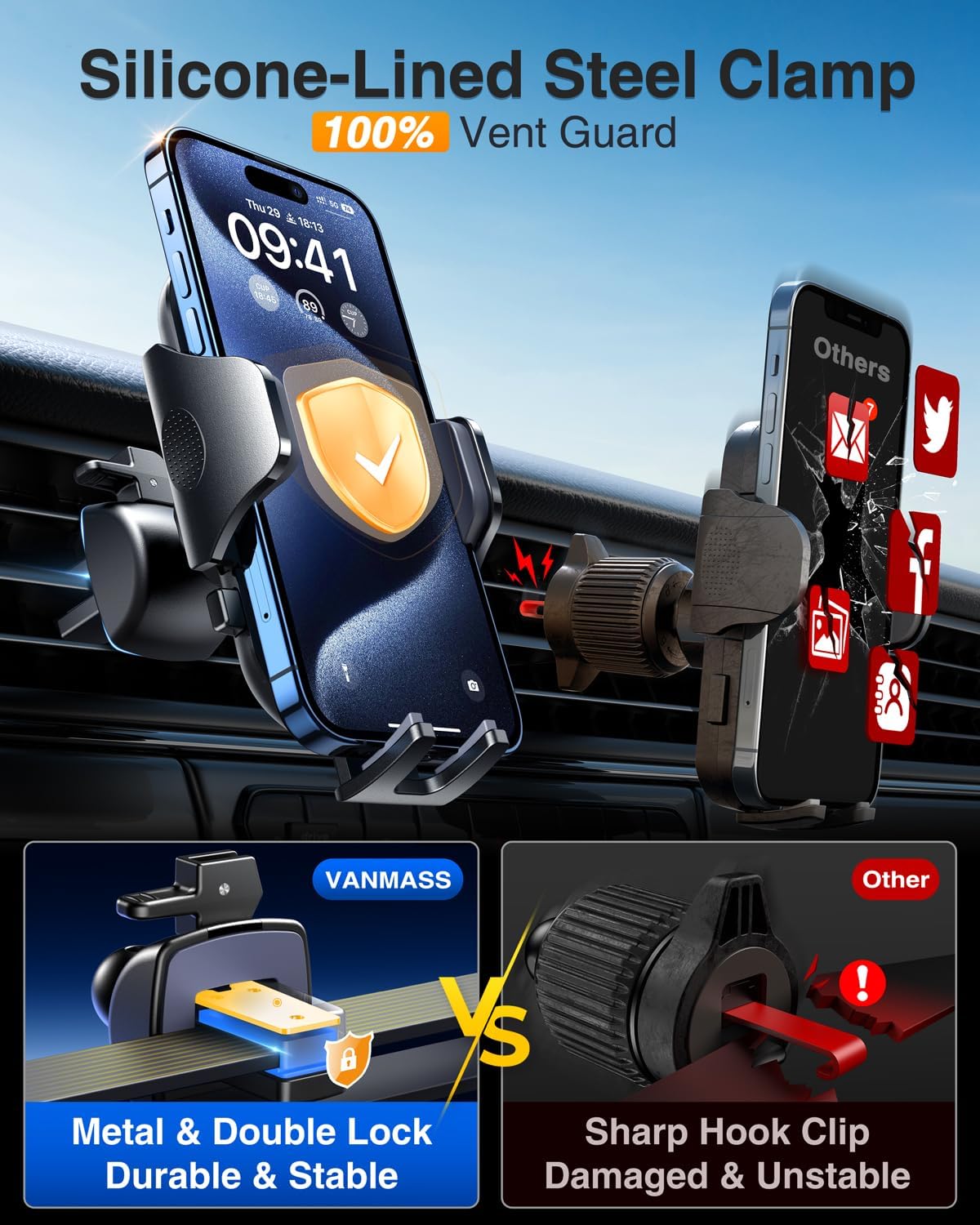 Thumbnail 4 de VANMASS Handyhalter Auto 2026, lila 3 in 1