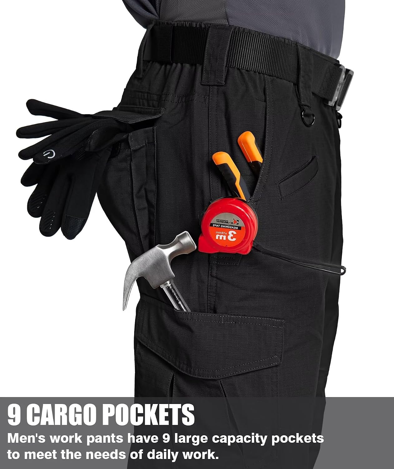 Detalle de Zoofly Men’s Cargo Pants Ripstop Water Resistant Hiking/Work Pants (Not Belt) — Multi-Pocket Tactical Style