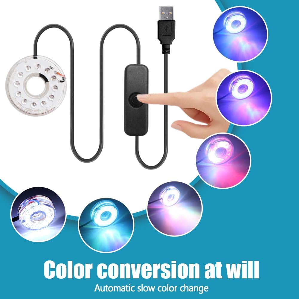 Detalle de MiOYOOW LED Aquarium Light: IP68 Submersible RGB USB Light with Suction Cups