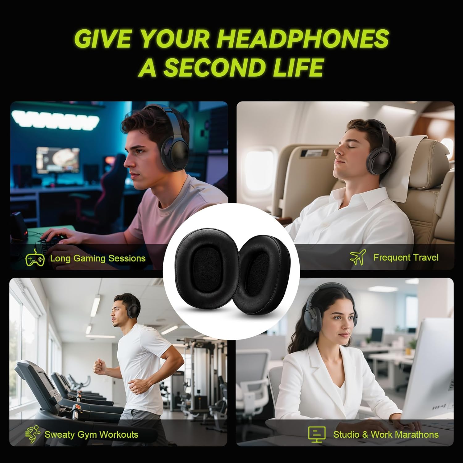 Thumbnail 6 de Coussinets d’oreille de remplacement en mousse à mémoire de forme (2 pièces) pour casques audio type ATH-M50, M50x, M50s, M40x, M30x, M20x