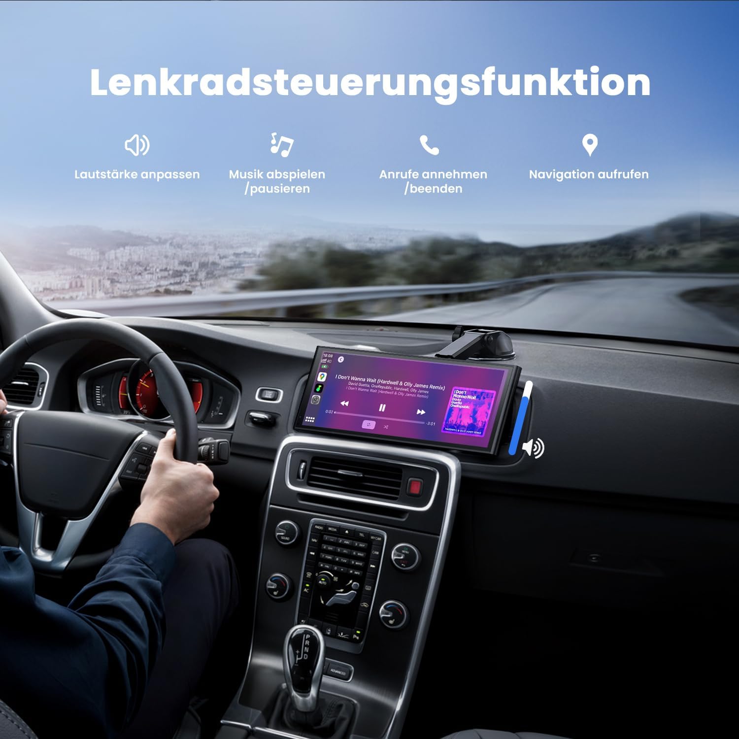 Detalle de Krnua 9,26" CarPlay Display – Drahtloses CarPlay/Android Auto, OTA-Updates, Rückfahrkamera & Navigation