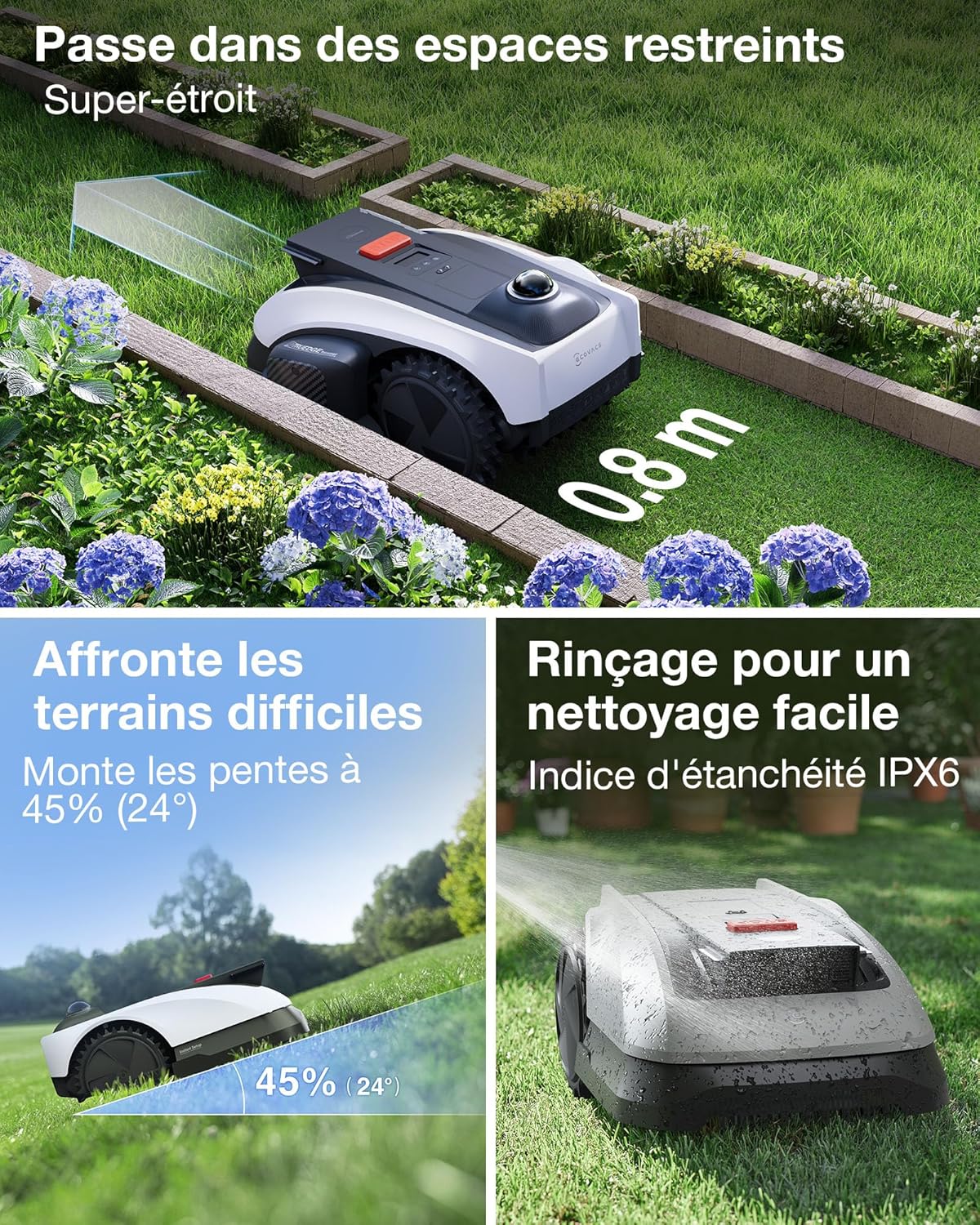 Thumbnail 5 de Ecovacs GOAT O1200 LiDAR Pro Care Kit – Robot tondeuse sans fil avec navigation Dual-LiDAR 360°