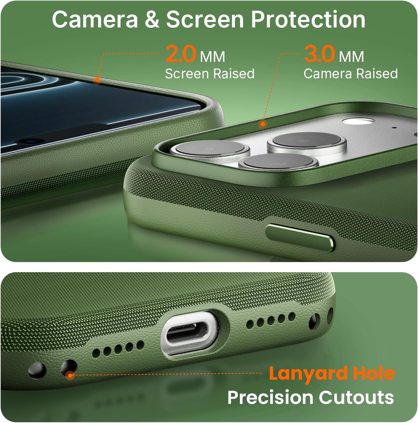 Thumbnail 6 de Mkeke Techwoven Green Case for iPhone 17 Pro Max (MagSafe + Camera Control Cover)