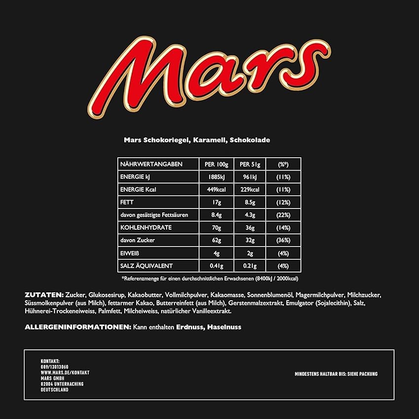 Detalle de Mars Chocolatina Mars de turrón y caramelo 24 unidades