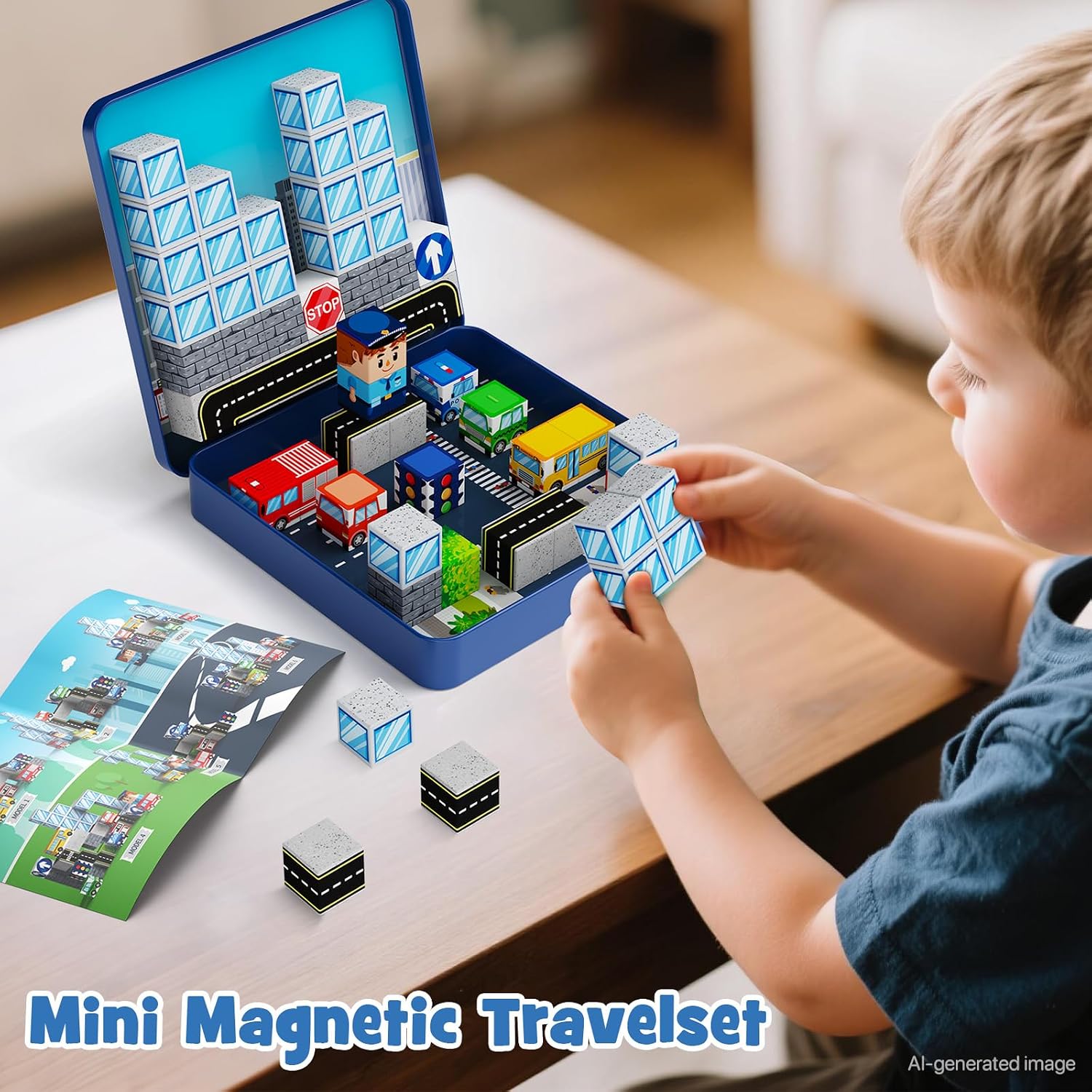 Thumbnail 6 de YOGOHEE Magnetbausteine magnetiskt byggset för stadstrafik, 49 delar
