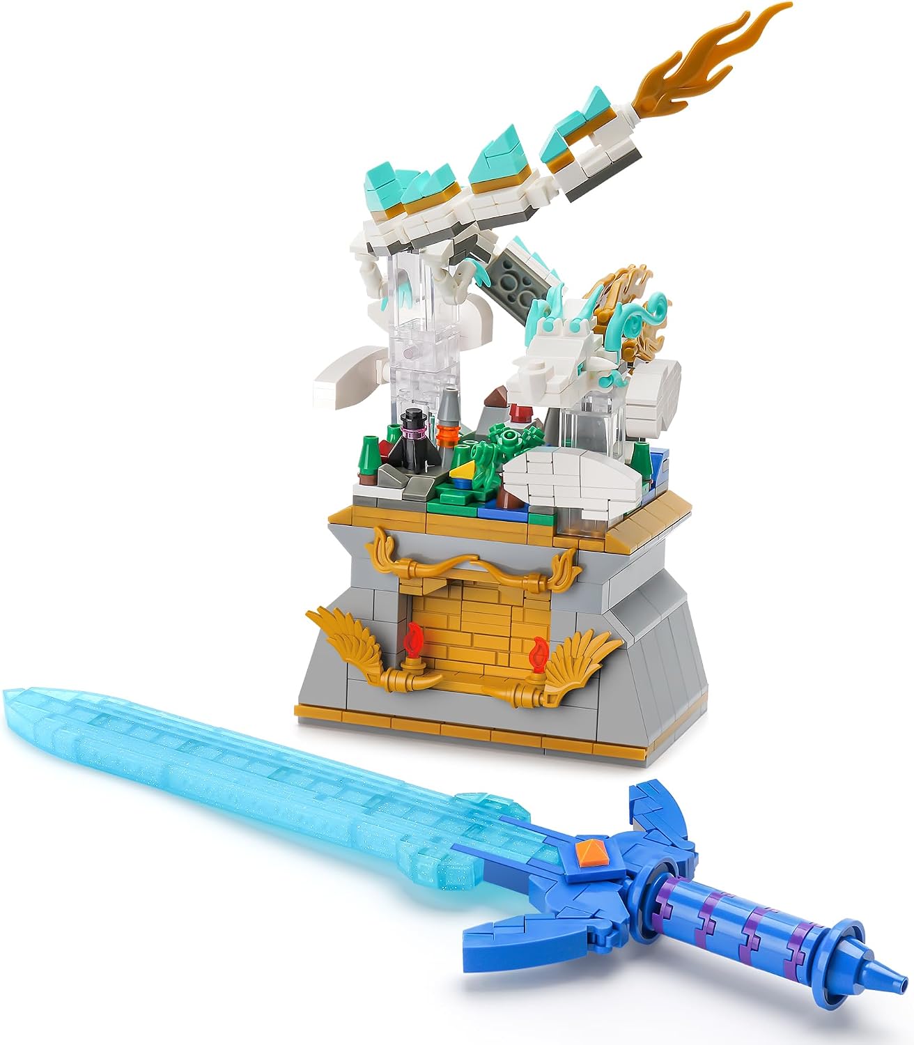 Detalle de Sillbird Fantasy Sword and Dragon Building Set, 725pcs — Glow-in-the-Dark Collectible Model