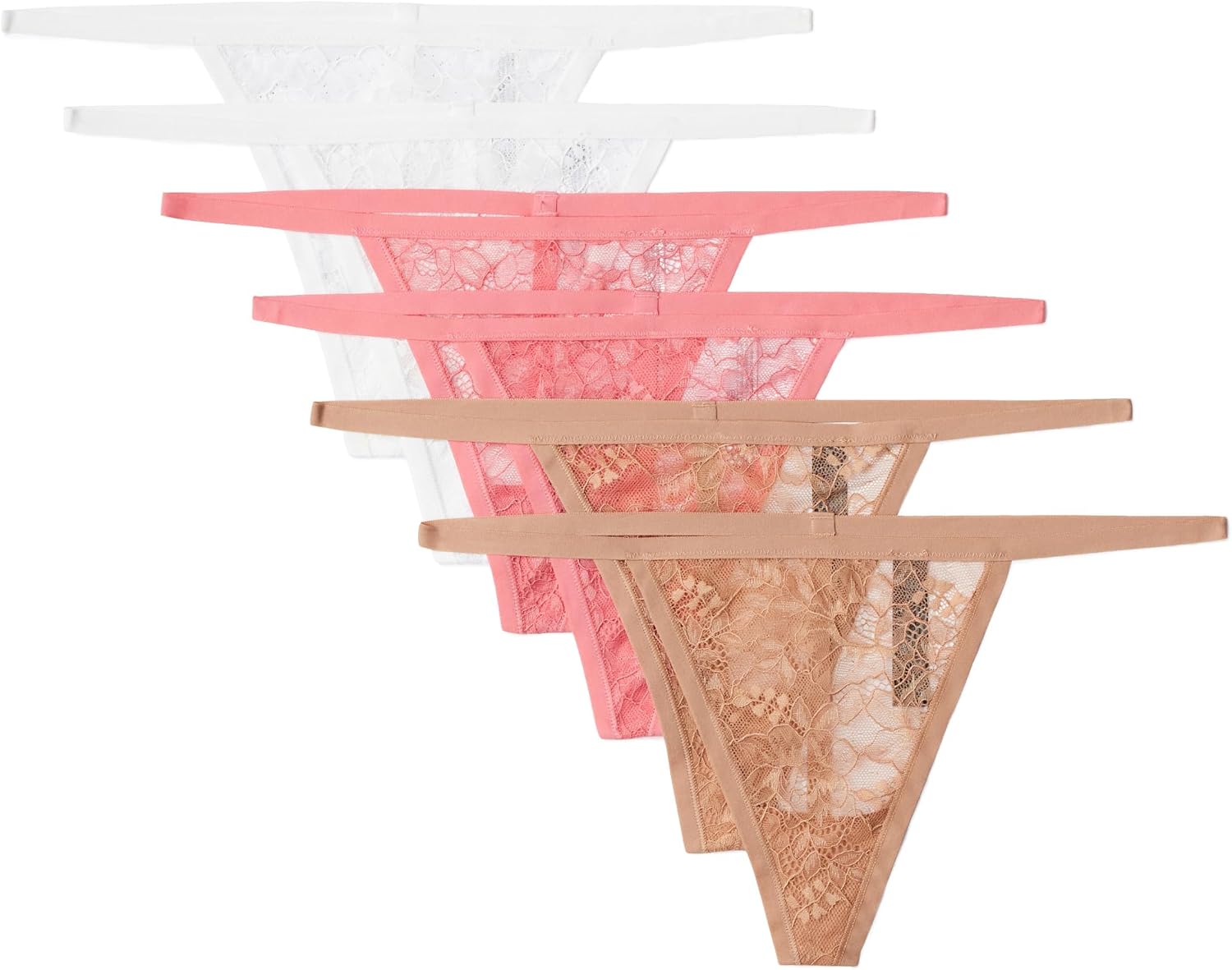 Detalle 1 de Amazon Essentials Damen Durchgehend elastischer G-String aus Spitze – 6er-Pack