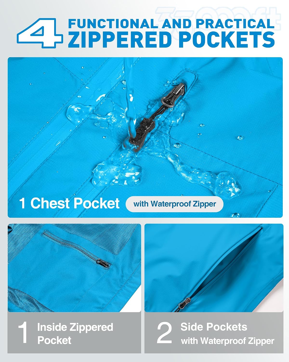 Detalle de 33,000ft Damen Regenjacke: Wasserdicht, atmungsaktiv und leicht – perfekt für Outdoor-Aktivitäten