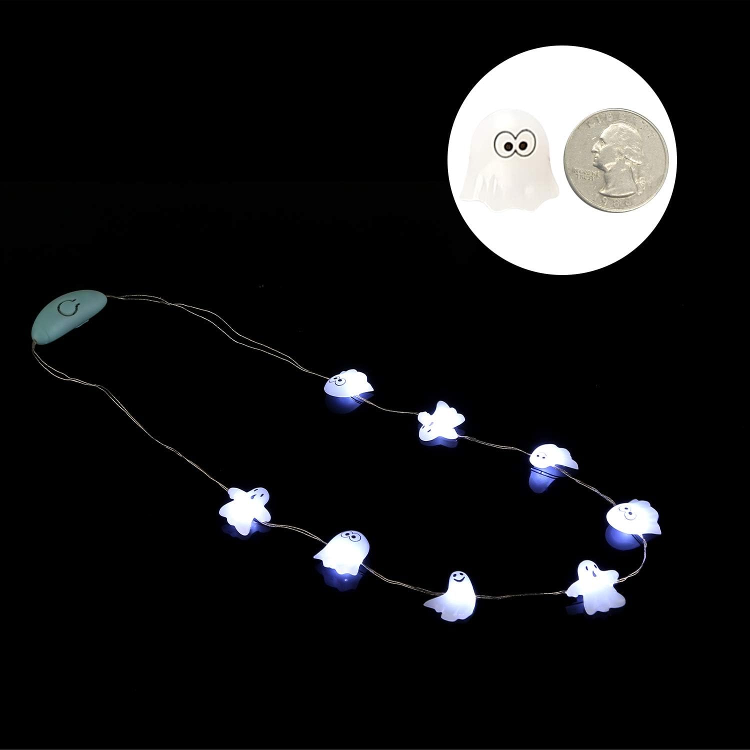 Detalle de JASHIKA LED-NE-01 Halloween Necklace Set of 3 with Color-Changing LEDs