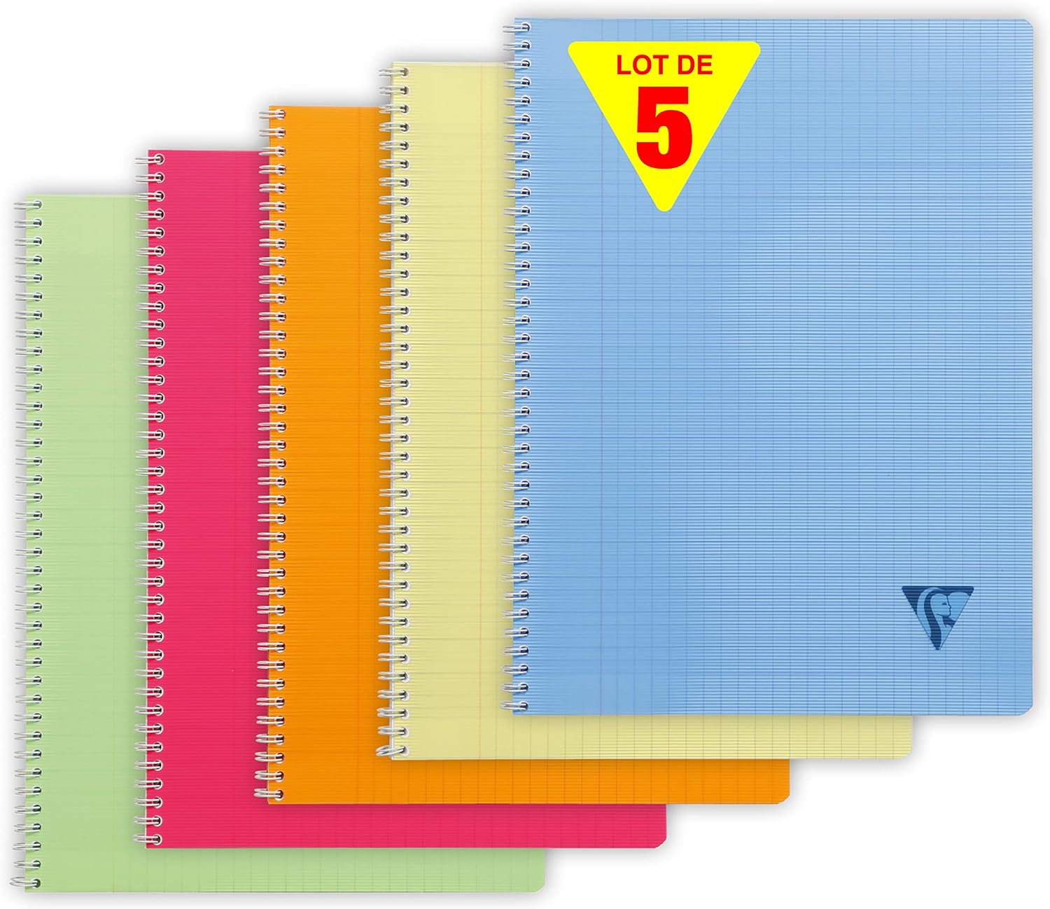 Detalle 2 de Clairefontaine 328325C Collection Linicolor Fresh – Cahiers à Spirale 24x32 cm, lot de 10, couverture polypro translucide