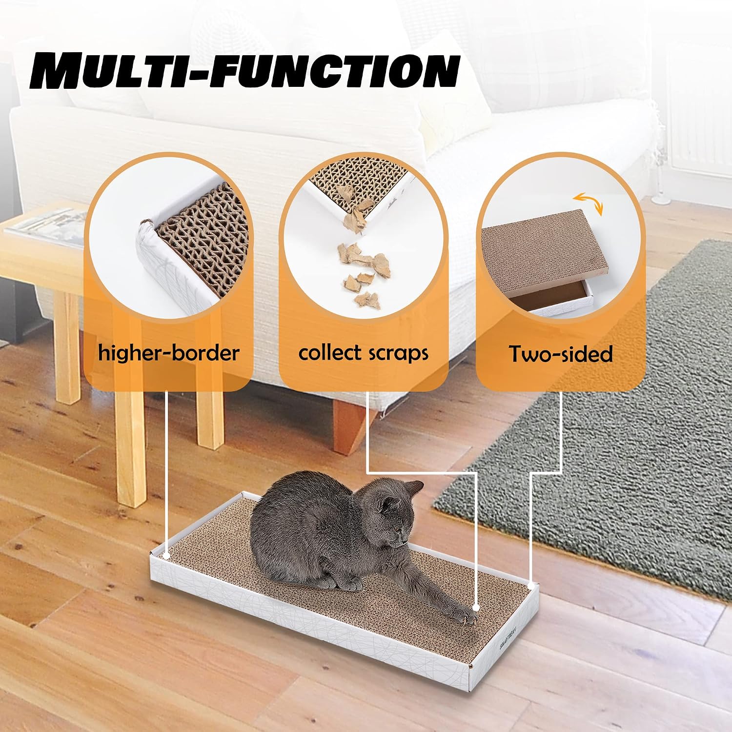 Detalle de SMARTBEAN EP-LYC09017-CS04-PACK3_M2 Cat Scratching Pads, Reversible Cardboard, 3-Pack