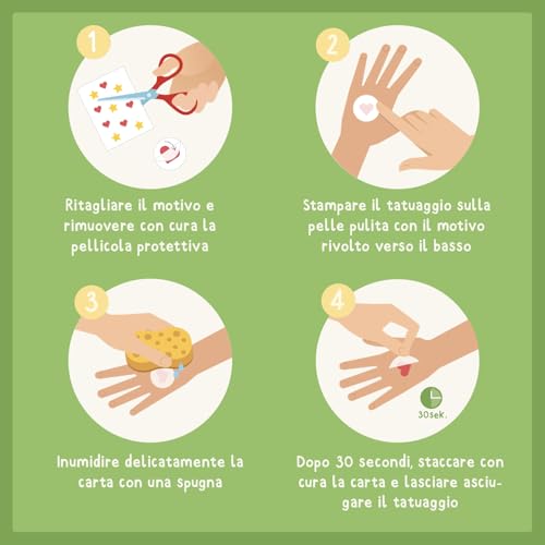 Detalle 2 de Famifidus 120 Tatuaggi per Bambini – dermatologicamente testati, facili da applicare e pieni di colori