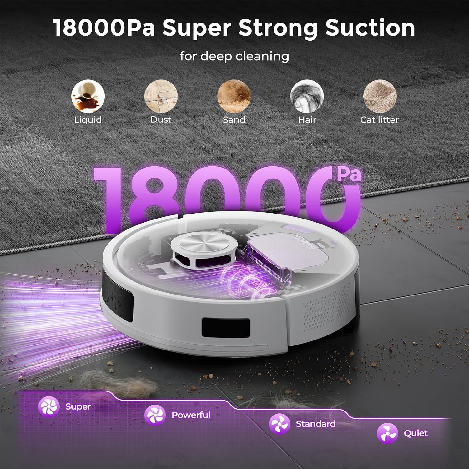 Detalle de Robot Vacuum and Mop, 18,000Pa Suction