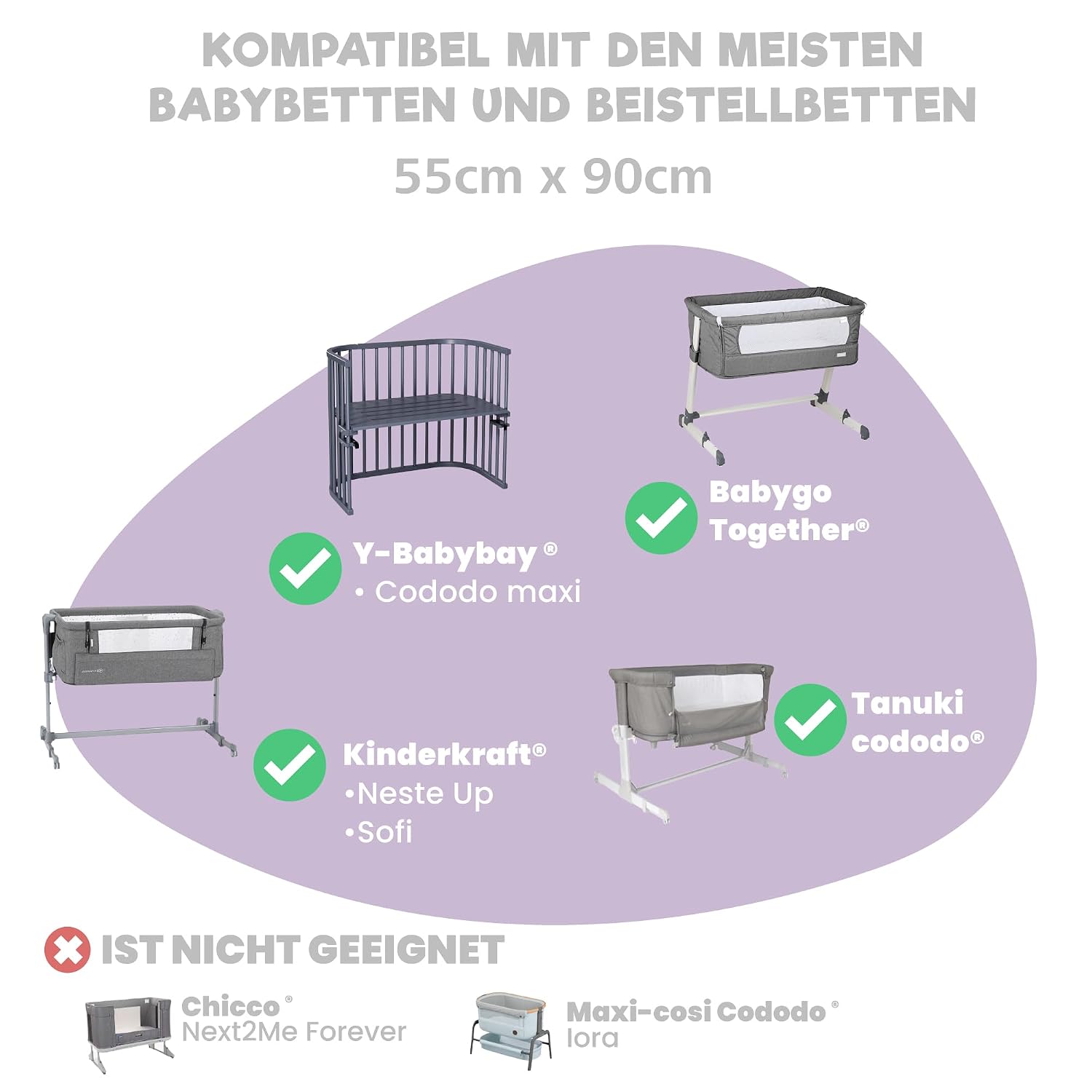 Detalle de Weltraum2X Spannbettlaken 55x90 cm + Matratzenschoner 55x90 cm – 3er-Set, 100% Baumwolle, wasserdichter Bezug