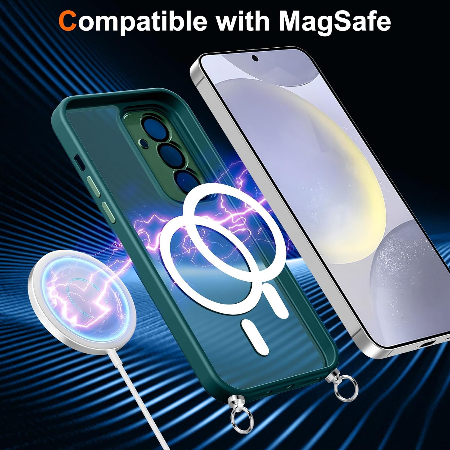 Detalle de Pnakqil Cover Magnetica con Cordino per Samsung Galaxy S24 5G – Compatibile MagSafe, Slipée e AntiGraffi con Collana Regolabile