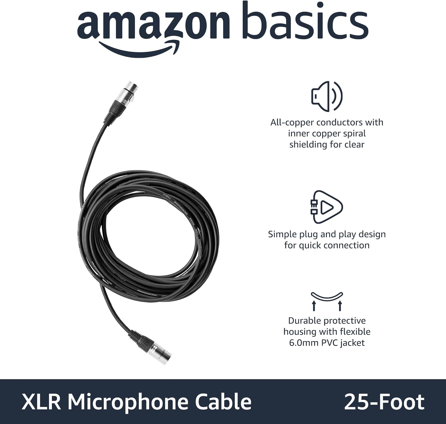 Detalle 2 de Amazon Basics XLR Microphone Cable 25ft