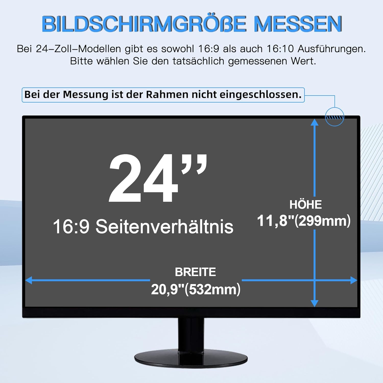 Detalle 2 de ZOEGAA Blickschutzfolie 24 Zoll 16:9 für Monitor (Anti-Blaulicht) – abnehmbarer Privacy Screen