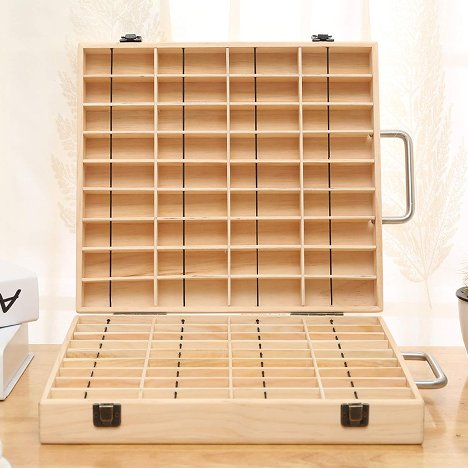 Detalle de VolksRose Wooden Essential Oil Storage Box, 72 Slots