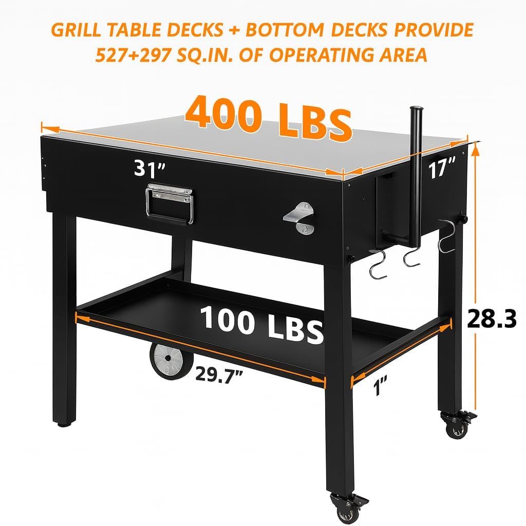 Thumbnail 1 de Hisencn Portable Outdoor Grill Table for Blackstone 43cm & 56cm Griddles – Foldable, Heavy-Duty Prep Cart with Storage
