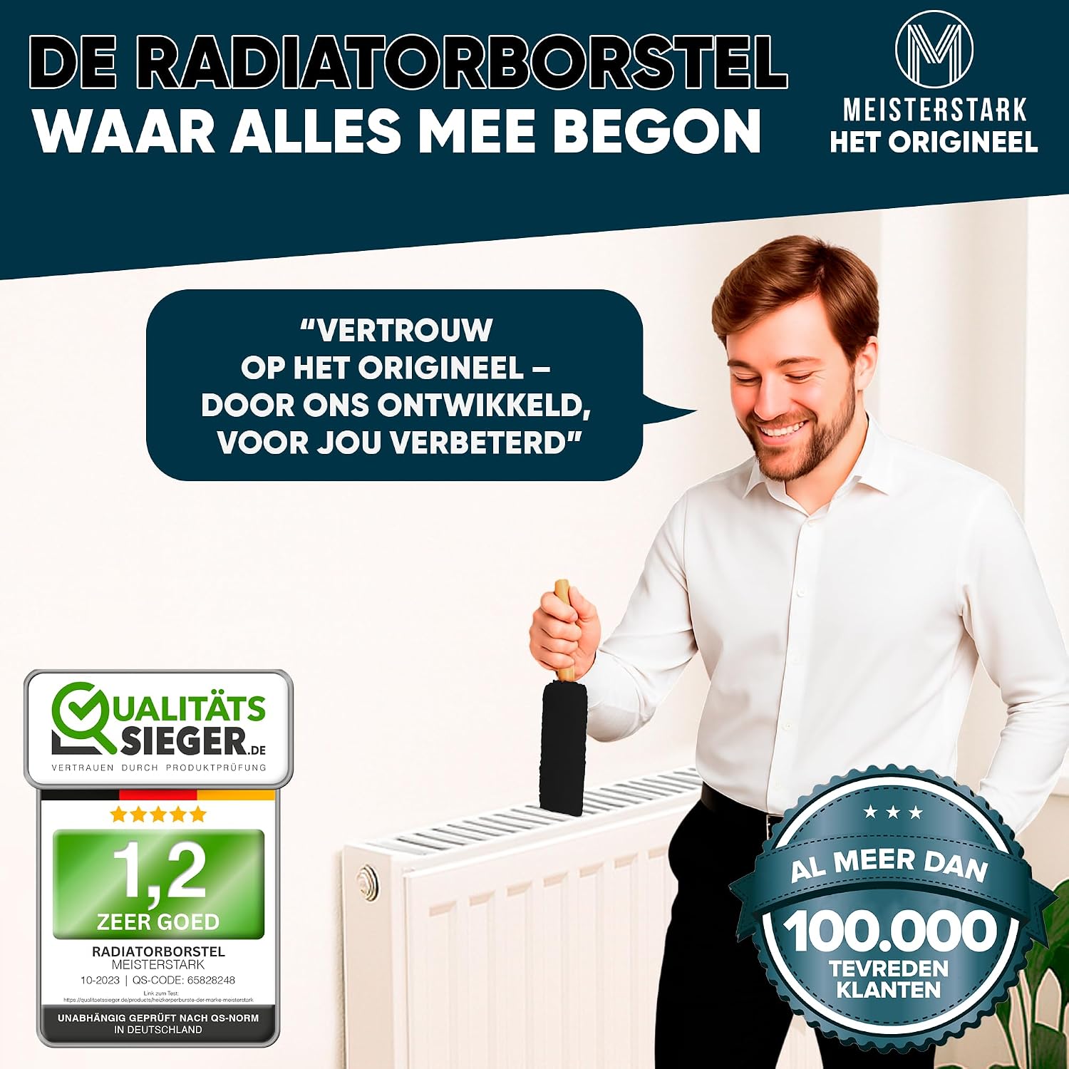 Detalle 2 de M Meisterstark M-020 radiatorborstel, 115 cm, flexibel en wasbaar