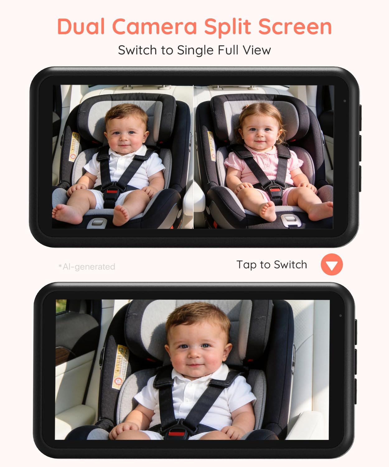 Detalle de LUCKVIEW BM2 PRO Dual Baby Car Camera, 5.2-Inch 1080P Monitor
