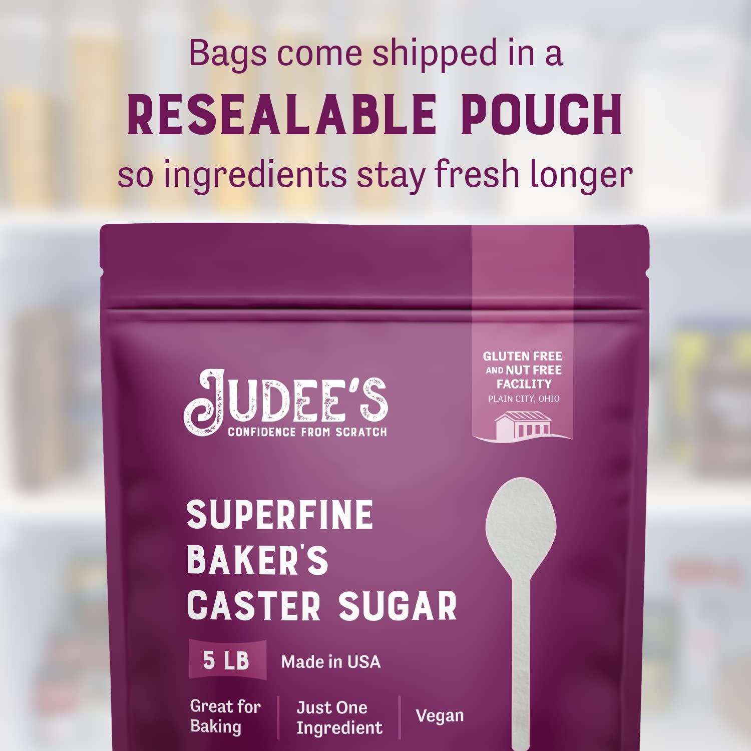 Detalle de Judee's Superfine Caster Sugar, 80 oz Gluten-Free Resealable Pouch