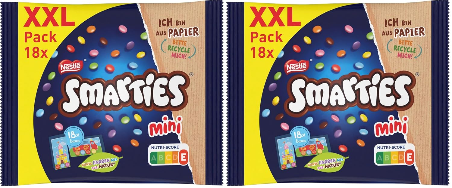 Detalle de Nestlé SMARTIES Mini XXL Beutel – bunte Schoko-Linsen, 2er Pack (1 x 259 g)