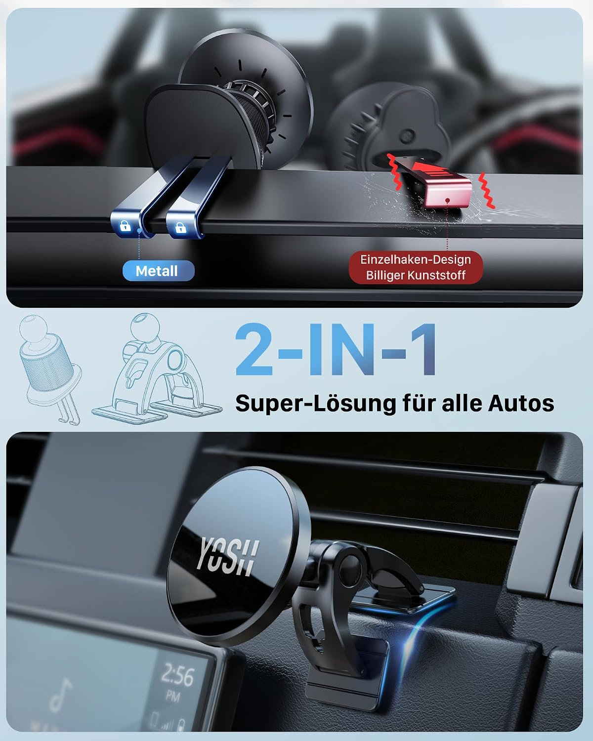 Detalle 2 de YOSH MagSafe Autohalterung 15W Ladefunktion