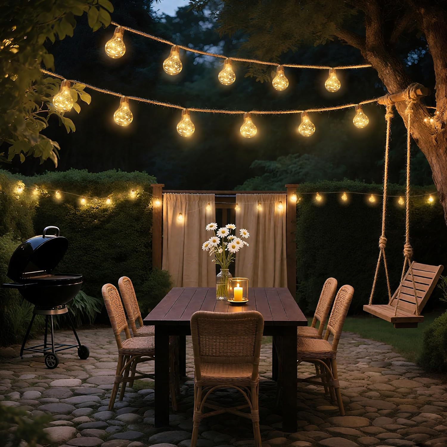 Thumbnail 6 de HeiPard Catena di luci solari per esterni, 8,5 m, 16 lampadine A60 LED – stile vintage e alimentazione ibrida