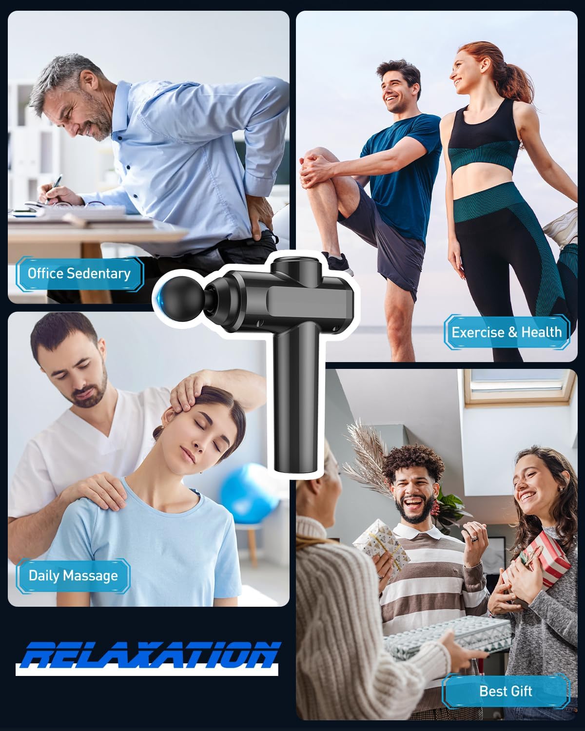 Thumbnail 6 de Pistola Massaggio Muscolare Professionale a 30 Velocità con 6 Testine, 12 mm, 45dB, LCD Touch – Ideale per Sportivi e Fitness
