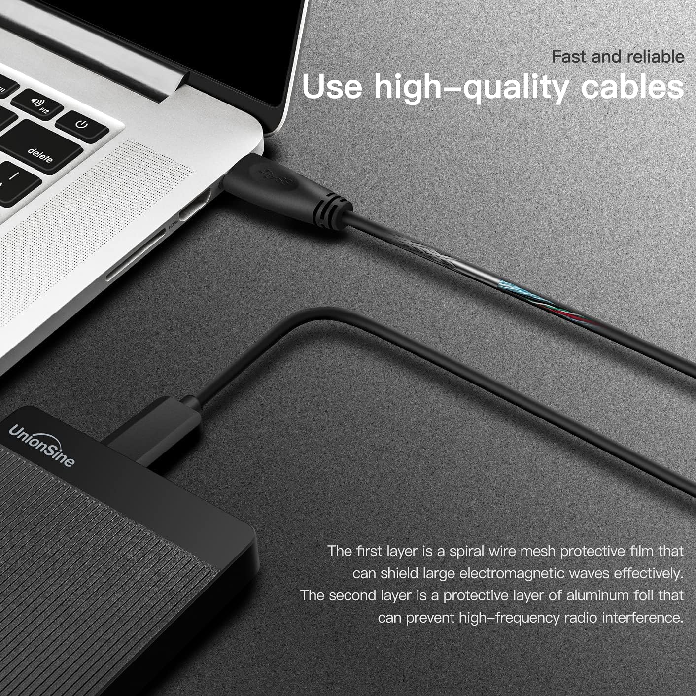 Thumbnail 5 de UnionSine Externe Festplatte 500GB ultradünn – USB 3.0, Plug & Play, kompatibel mit PC, Mac und Konsolen