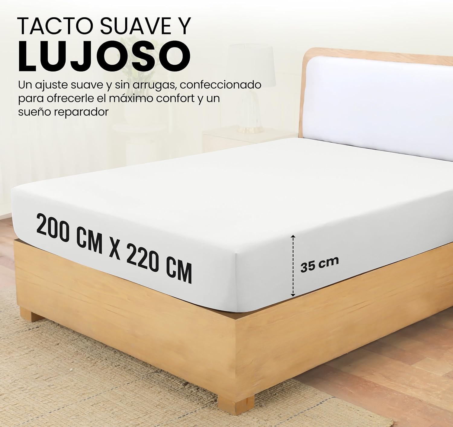 Thumbnail 1 de Utopia Bedding Sabana Bajera 200x220 - 🌙 Blanco Microfibra Con Bolsillo Profundo
