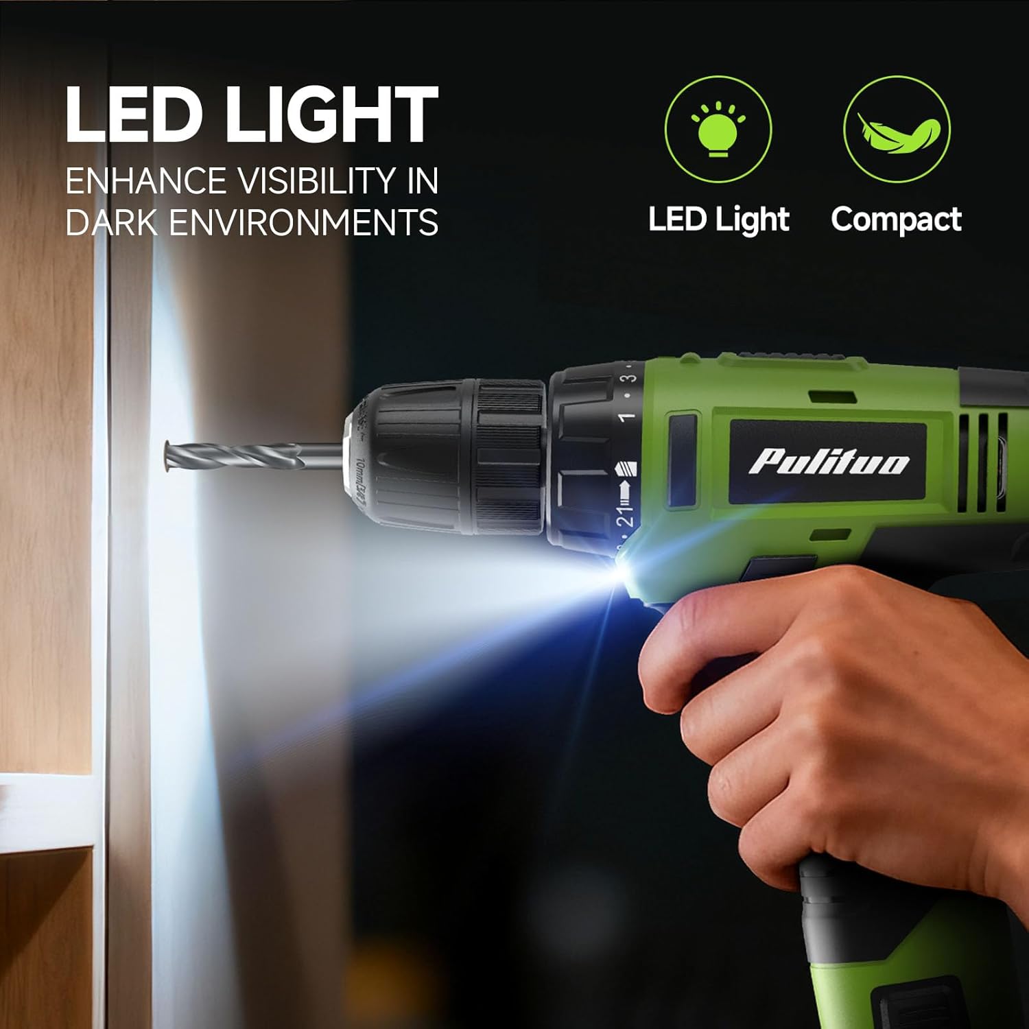 Detalle de PULITUO 7212Set-Green 149-Piece Tool Set with 12V Cordless Drill