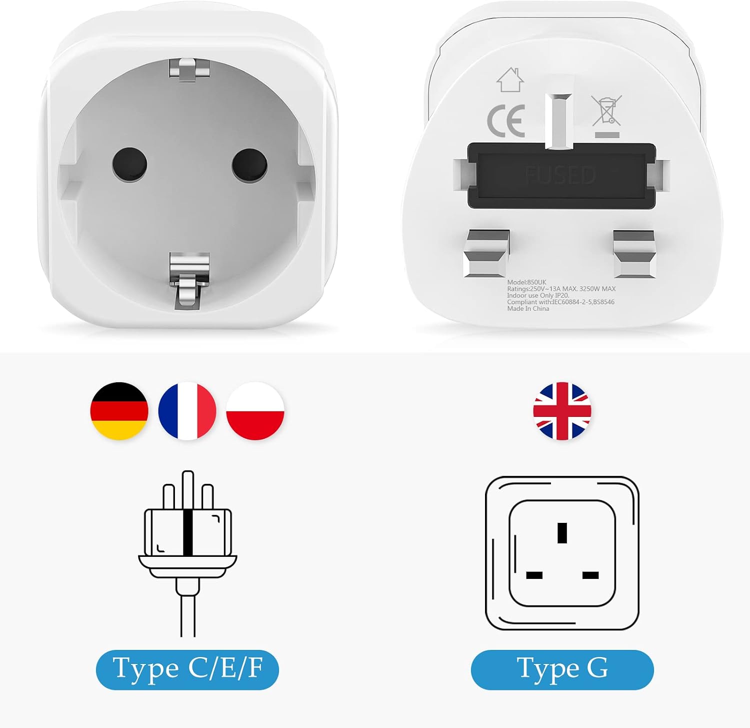 Detalle 2 de Reiseadapter Typ G UK für 2 Stück