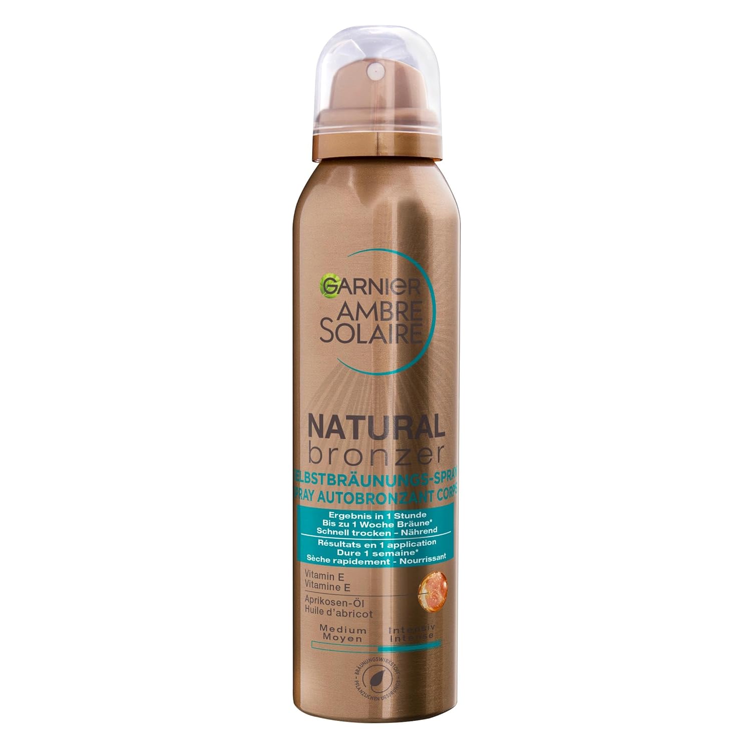 Thumbnail 3 de Garnier Ambre Solaire Natural Bronzer Selbstbräunungs-Spray für Gesicht & Körper, Aprikosen-Öl, 150 ml (Packung mit 2)