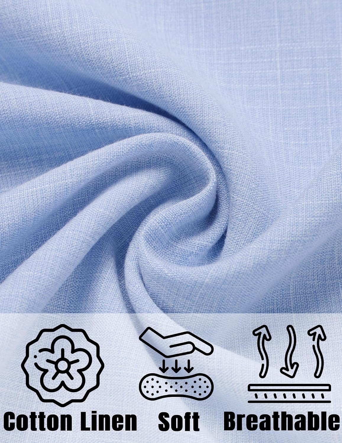 Detalle de COOFANDY chemise en lin homme à manches courtes boutonnée – style plage coupe régulière
