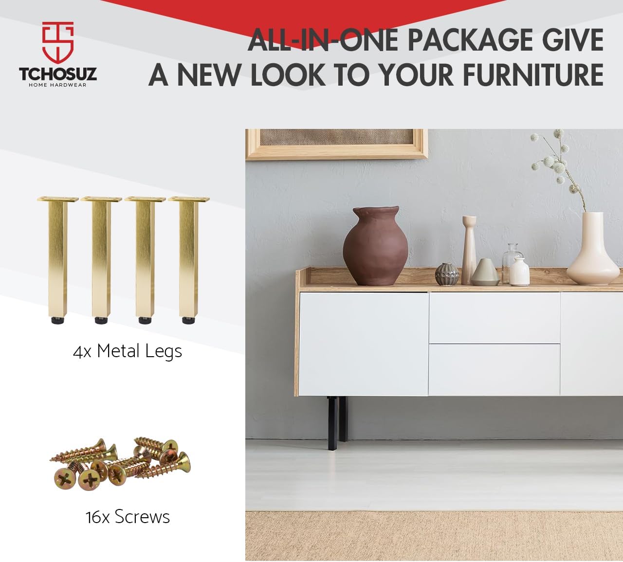 Detalle 2 de Metal Furniture Legs, 6-inch
