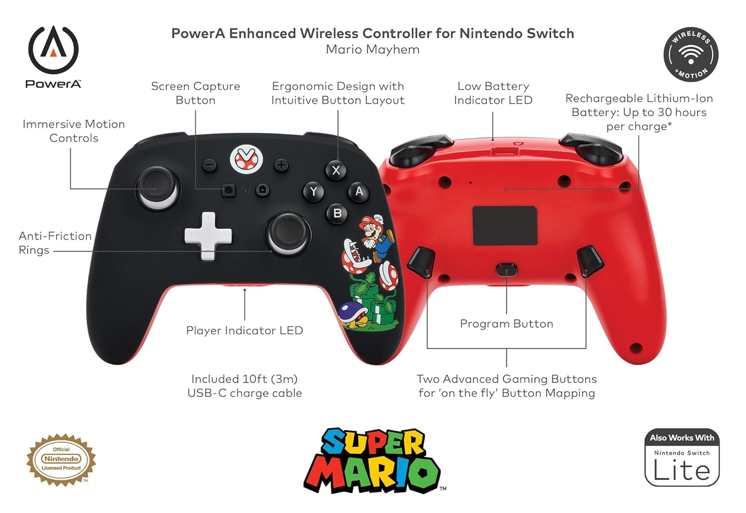 Detalle 2 de PowerA Enhanced Wireless Controller 30 hours
