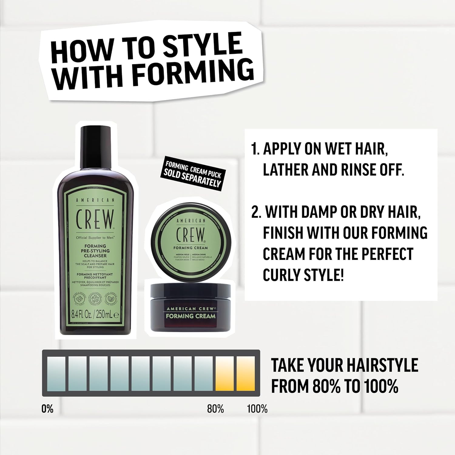 Thumbnail 6 de American Crew Forming Pre-Styling Shampoo: shampoo vegano per capelli ricci uomo, 250ml