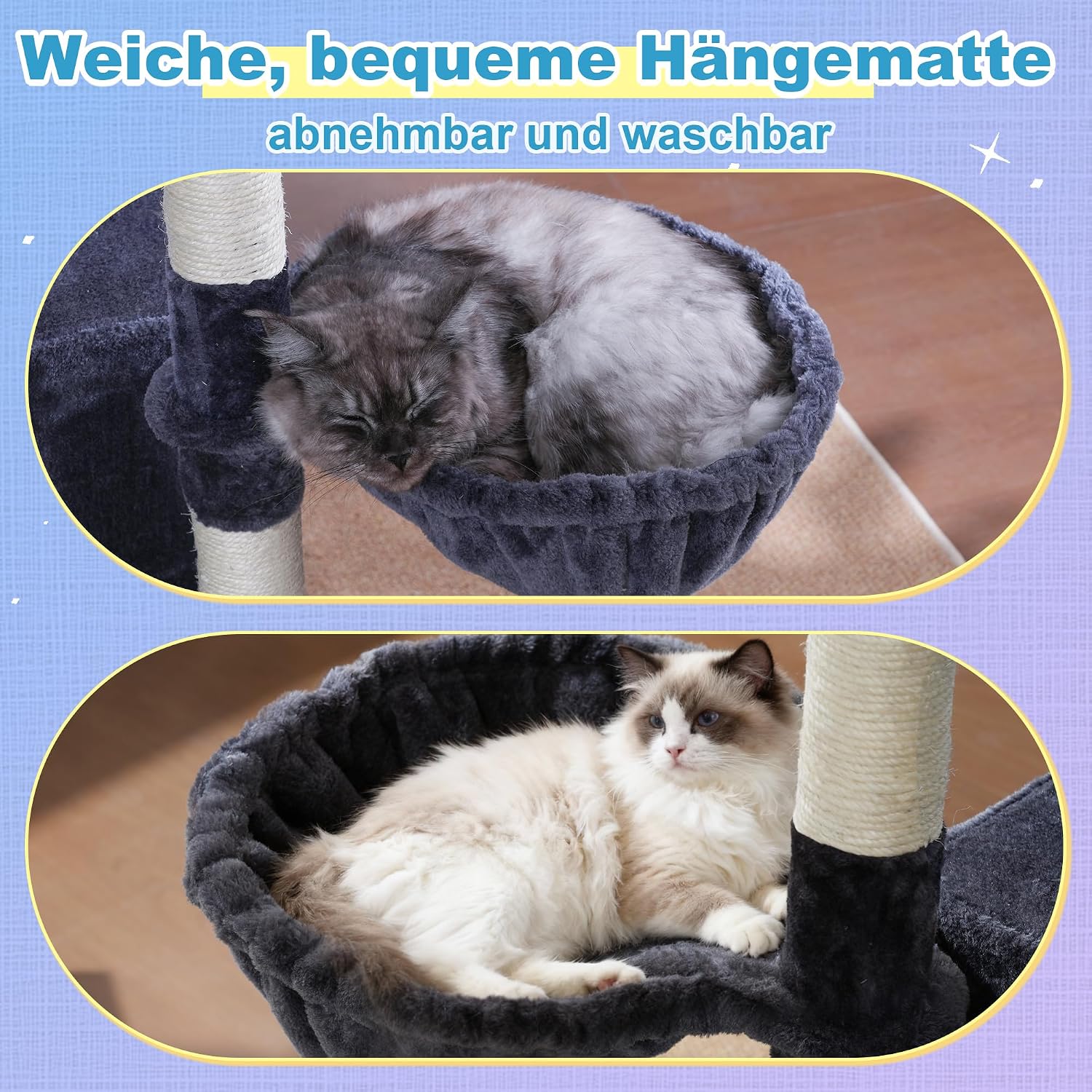 Thumbnail 6 de Hey-brother EMPJ080G kattenboom van 182 cm met sisal, hangmatten en ligplateaus