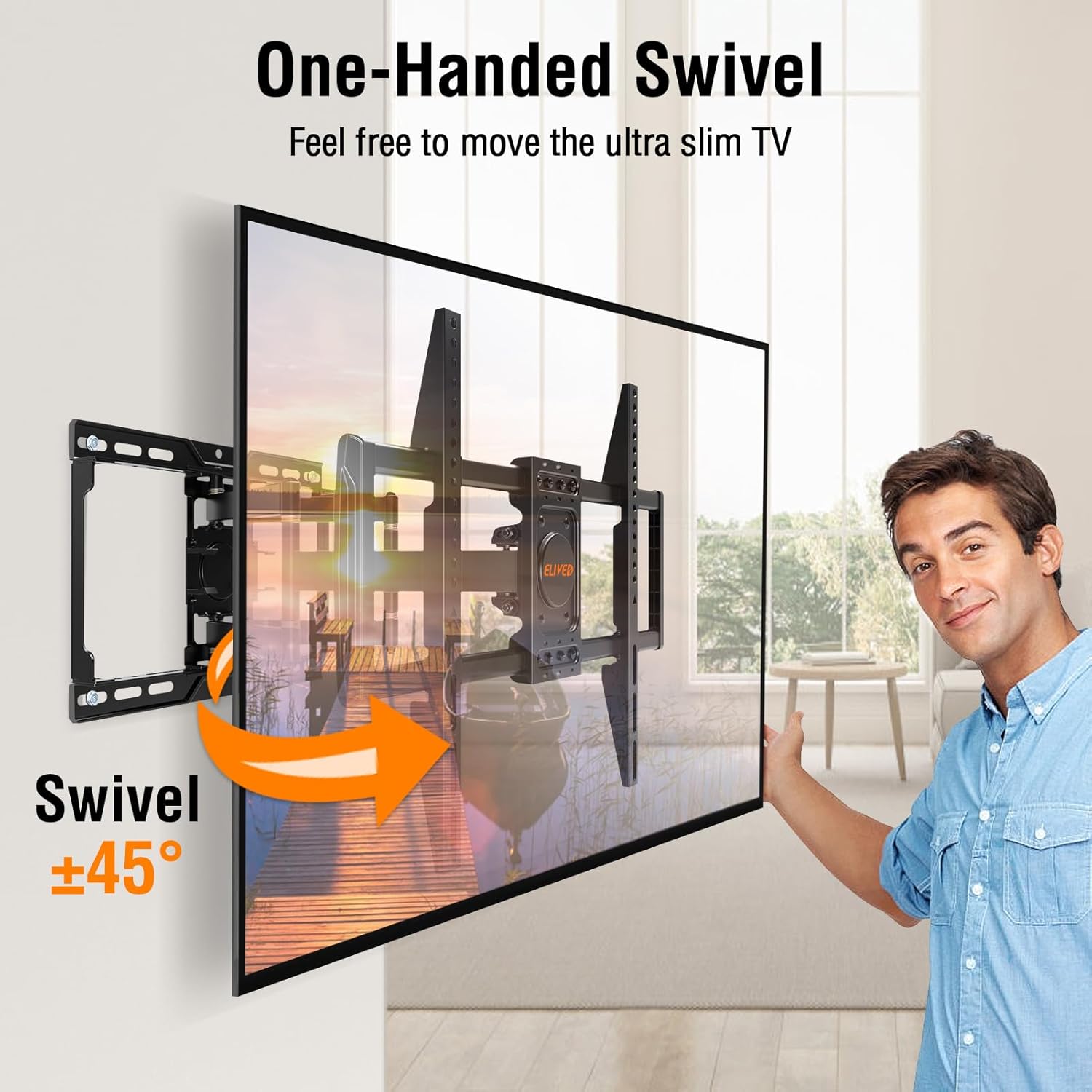 Thumbnail 2 de ELIVED TV Wall Mount for 37-82 Inch OLED/QLED TVs – Smooth Full Motion, 8 Ball Bearings, Up to 16.3" Extension, Max VESA 600x400mm