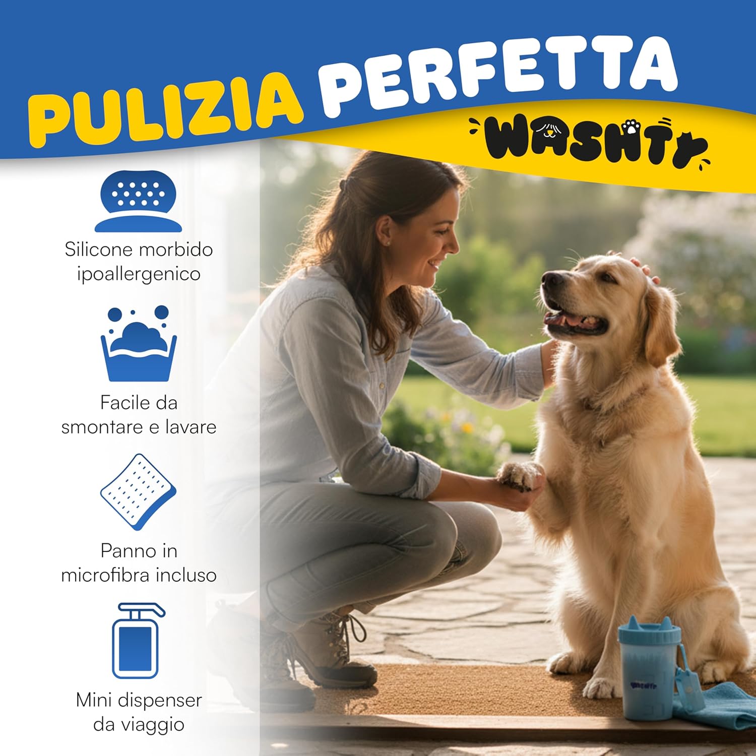 Detalle 2 de Pulisci Zampe Cane in Silicone Morbido e PP Lavabile – Pulizia rapida e delicata per tutte le taglie